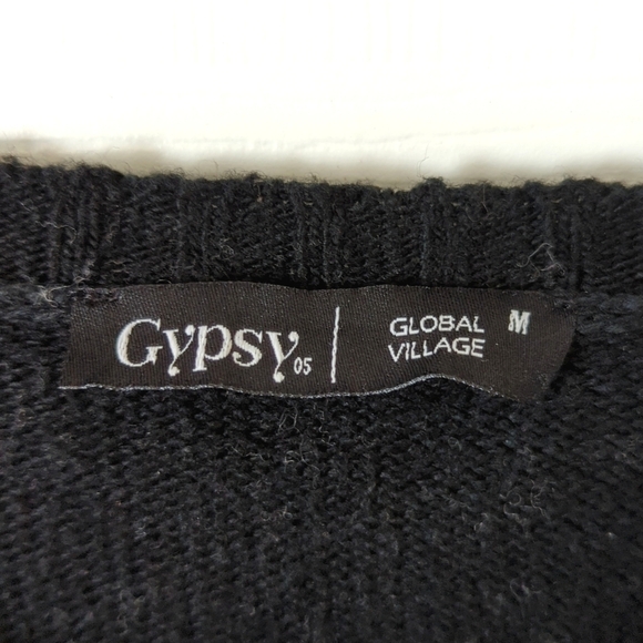 Gypsy 05 Global Village Lightweight Tie Dye Wool Blend Scoop Neck Sweater Gray M - Picture 4 of 11